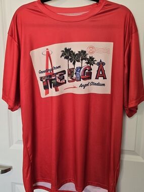 Red Men's Graphic Crew Neck Shirt - Angel Stadium Game Giveaway XL